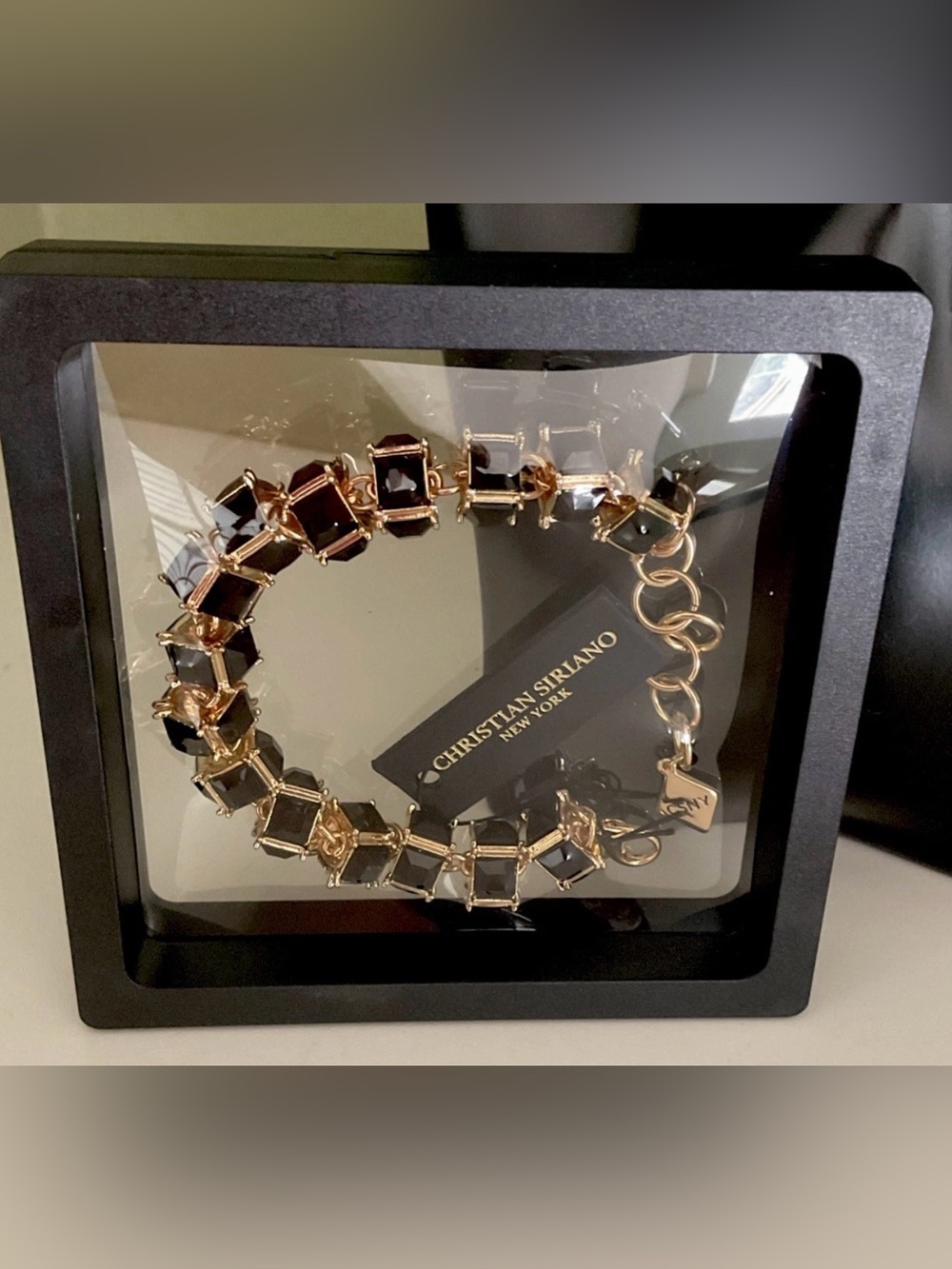 Christian Siriano Black Rondelle  Link Bracelet 7 “+ 2 “ Extender  NWT